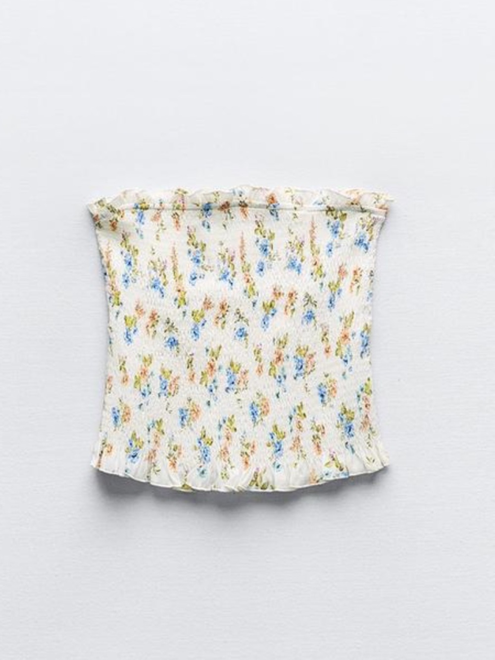Zara Floral Strapless Top "RUBBERIZED FLORAL PRINT TOP"